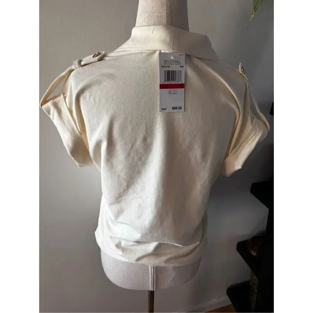 Michael Kors short sleeve tan/yellow small shirt size s